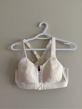 Victoria's Secret Cream Front-Zip High Support Sports Bra